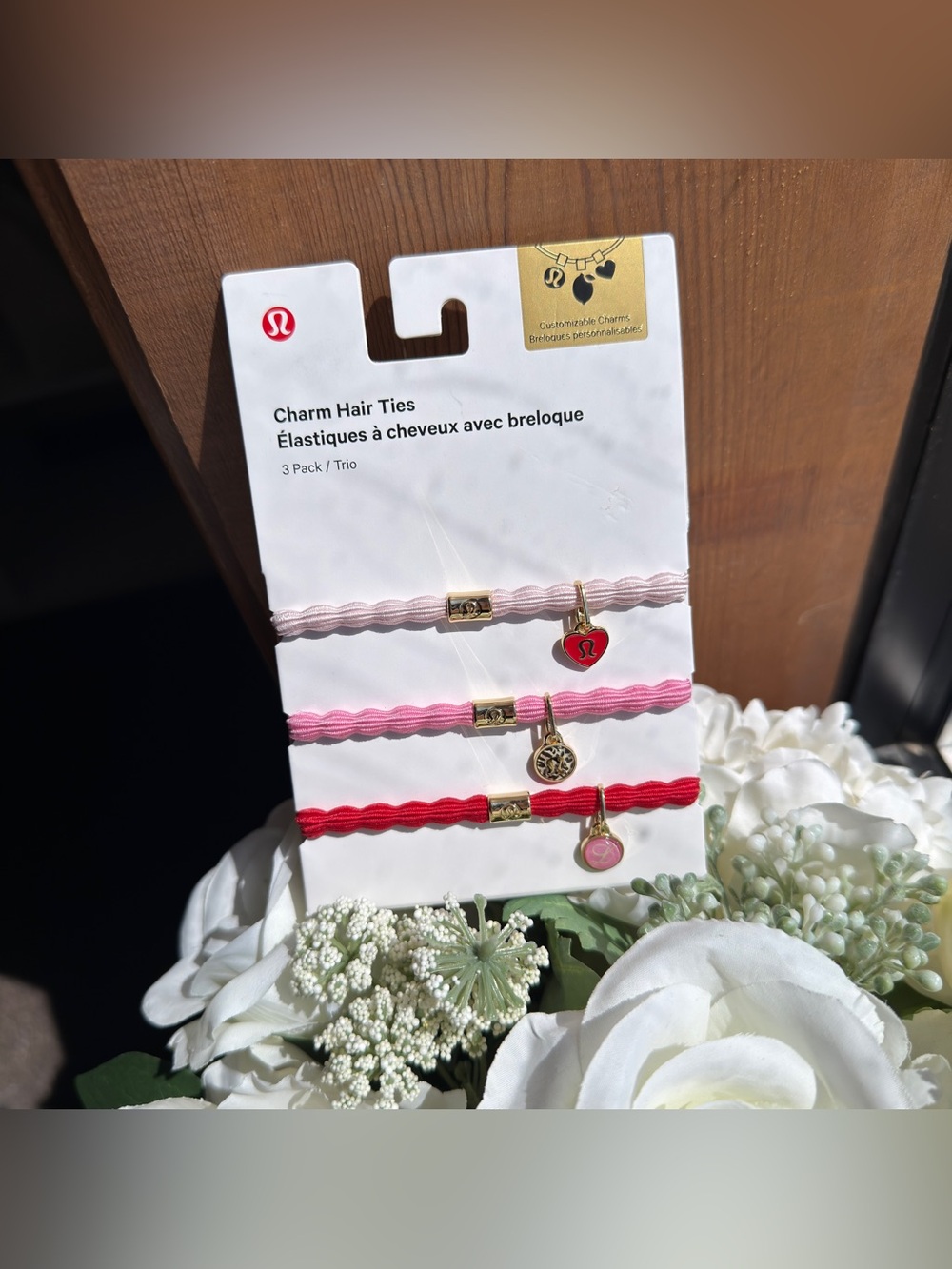 Lululemon Charm Hair Ties Trio - Pink & Red